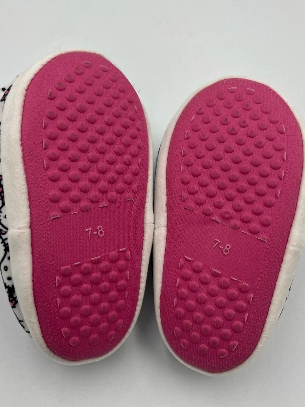 Hello Kitty White & Pink Plush Kids Slip-On Slippers with Bow